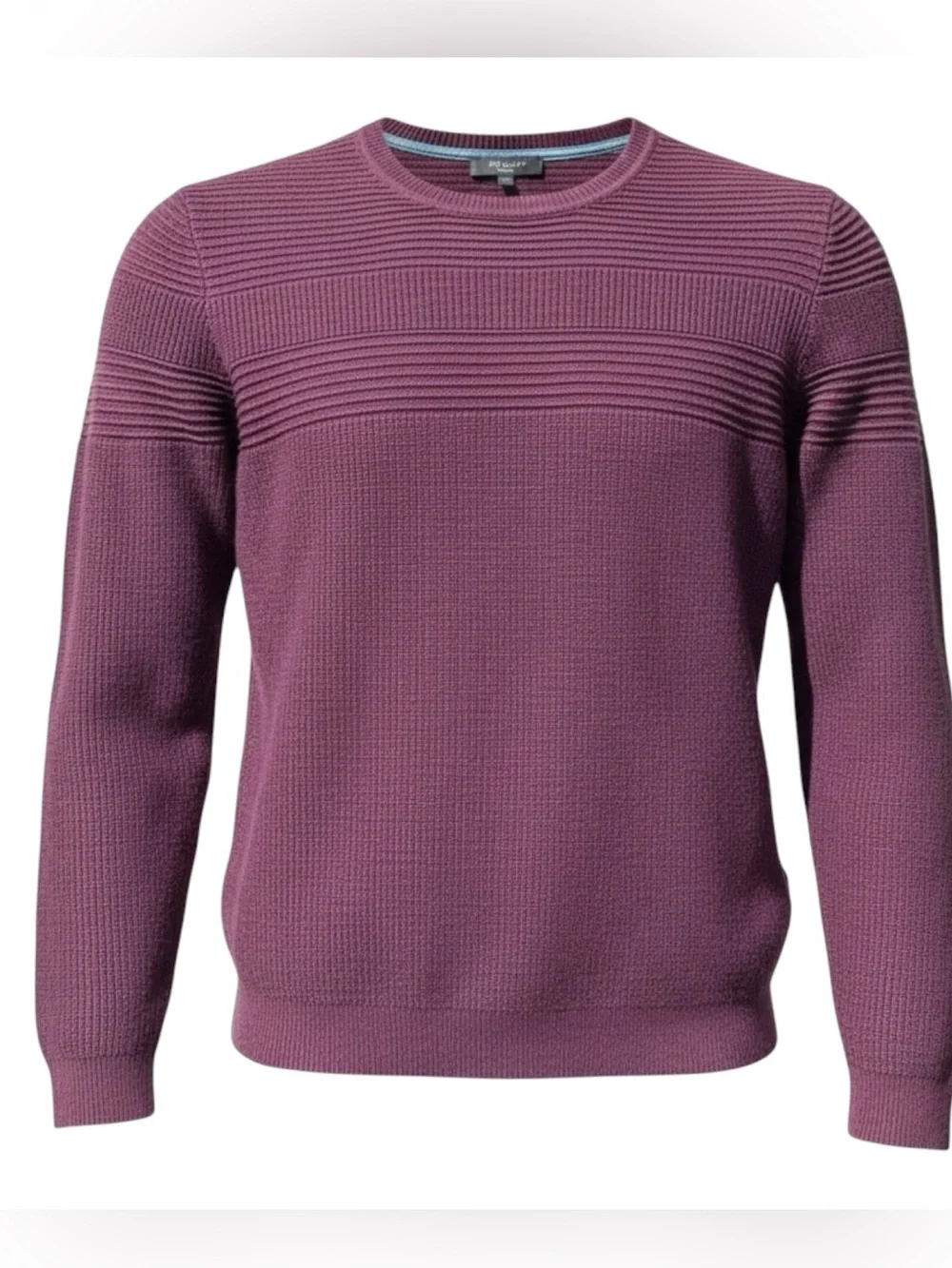 Ted Baker London Wool Sweater Mens Size 5 XL Burgundy Maroon Textured Crew Neck